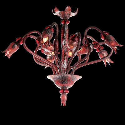 Kali - Lustre 10 lumières, Rouge-Argent