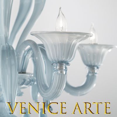 Colomba - Detail Lustre en verre de Murano Aquamarine