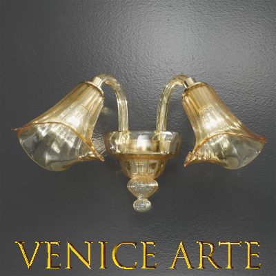 Appia - Applique en verre de Murano ambre à 2 lumières.