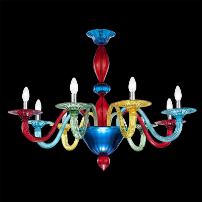 Carnival - Lustre en verre de Murano multicolore à 8 lumières.