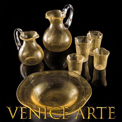 Veneziani-Kollektion aus komplett goldenem Muranoglas