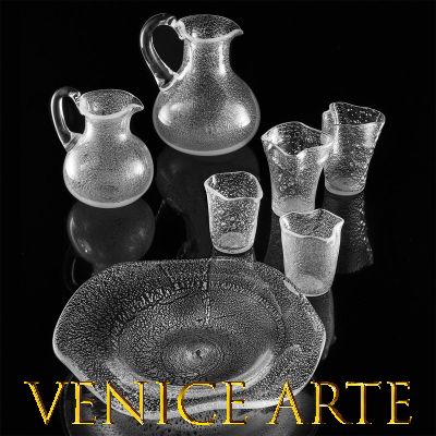 Veneziani-Kollektion aus komplett silbernem Muranoglas