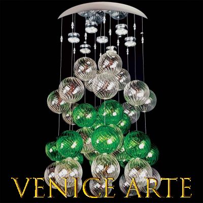 Bolle verdi - Lustre en verre de Murano