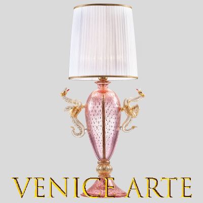 Dragoni - Lampe de table en verre de Murano, rose/or