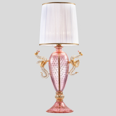 Dragoni - Murano tischleuchte, rosa/gold