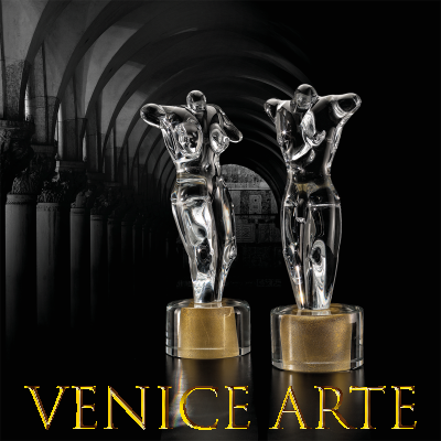 Afrodite e Adone - scultura in vetro di Murano