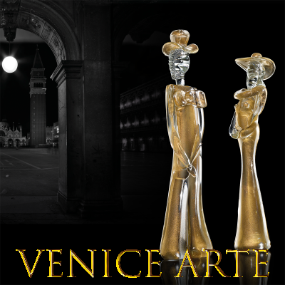 Dama e Cavaliere - scultura in vetro di Murano