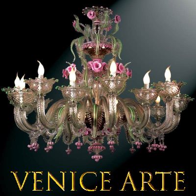 Contarini - Lustre en verre de Murano à 16 lumières