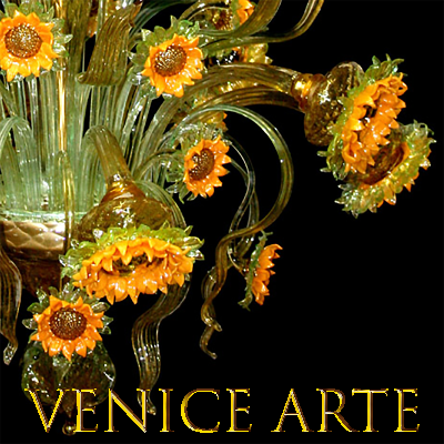 Girasoles Van Gogh 8 luces - Lámpara de cristal de Murano