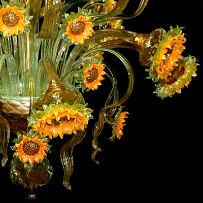 Tournesols Van Gogh 8 lumières - Lustre en verre de Murano