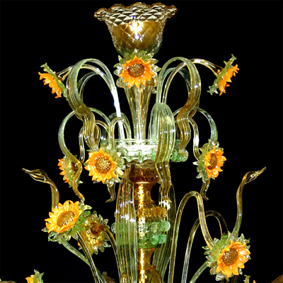 Tournesols Van Gogh 8 lumières - Lustre en verre de Murano