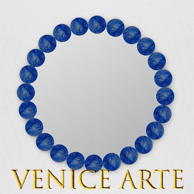 Europa - Round Venetian mirror Blue