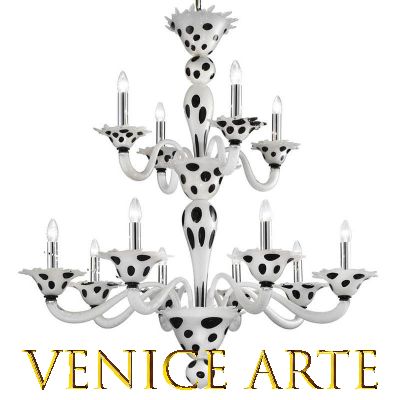 Arlecchino 6-light chandelier Silver white with red spots