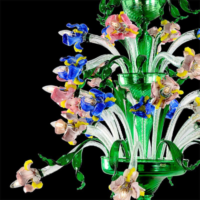 Iris et Roses - Lustre en verre de Murano