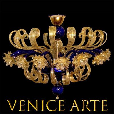 Goldene Margeriten - Kronleuchter aus Murano-Glas  - 2