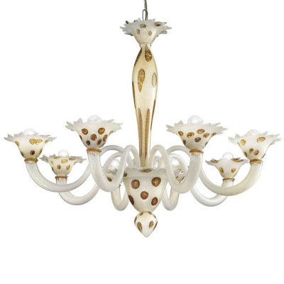 Lustre Arlecchino 8 lumières Blanc avec taches ambre