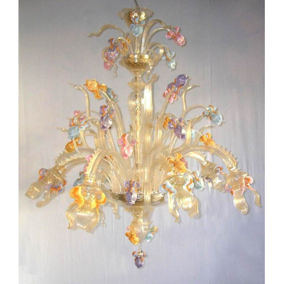 Iris d'or - Lustre en verre de Murano