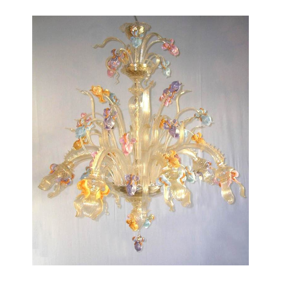 Iris d'or - Lustre en verre de Murano