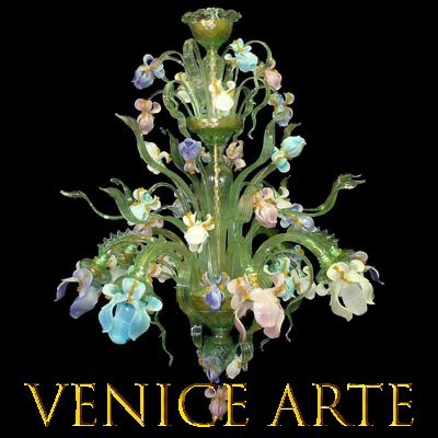 Iris hellgrün - Murano glas Kronleuchtern