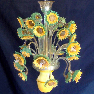 Sonnenblume-Impressionismus - Kronleuchter aus Murano-Glas