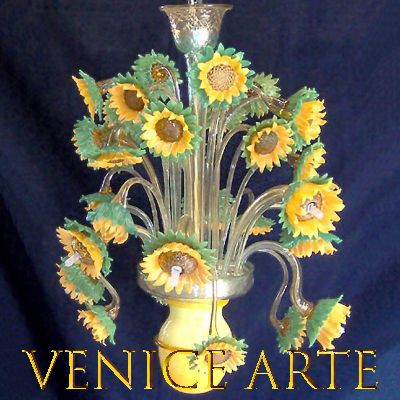 Sunflowers Impressionism - Murano glass chandelier