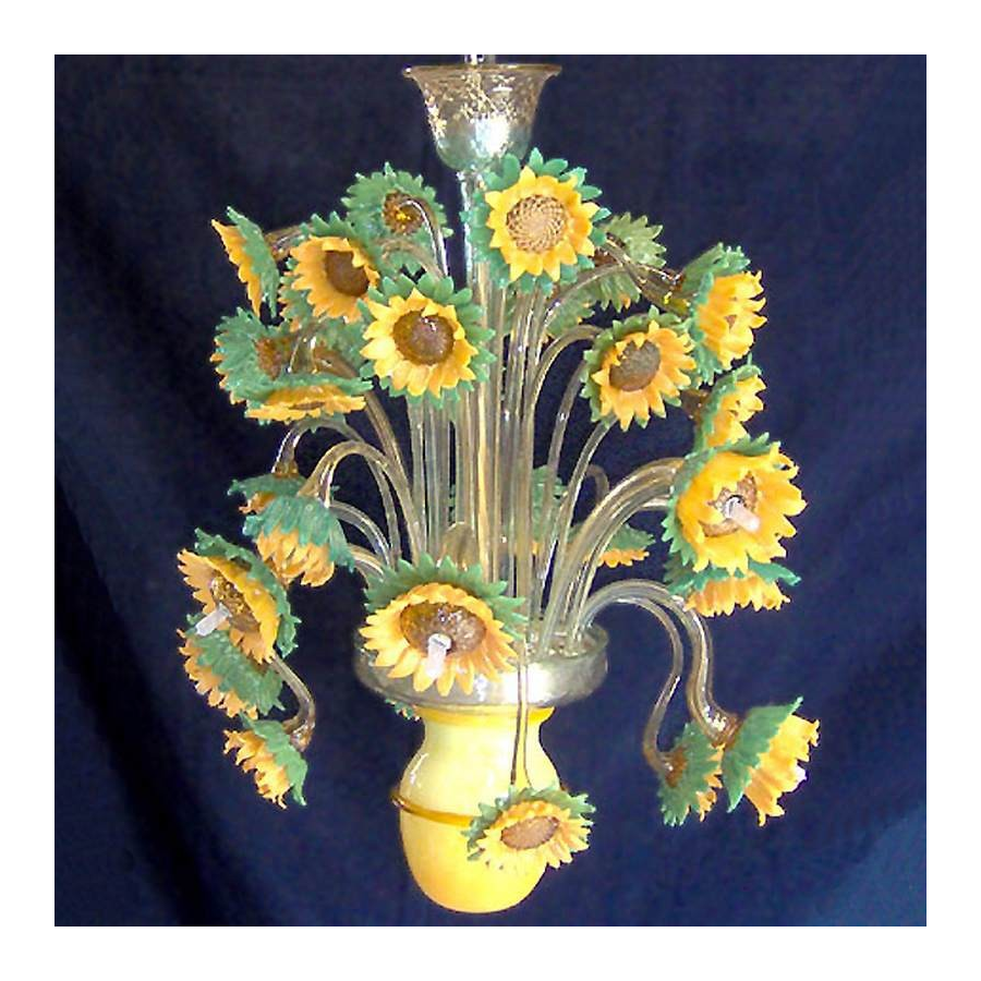 Tournesols Impressionisme - Lustre en verre de Murano