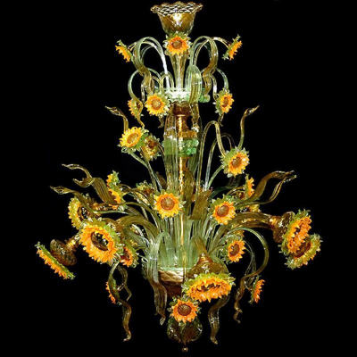 Girasoles Van Gogh 8 luces - Lámpara de cristal de Murano