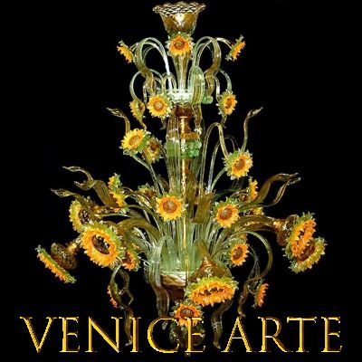 Van Gogh Sunflowers 8 lights - Murano glass chandelier
