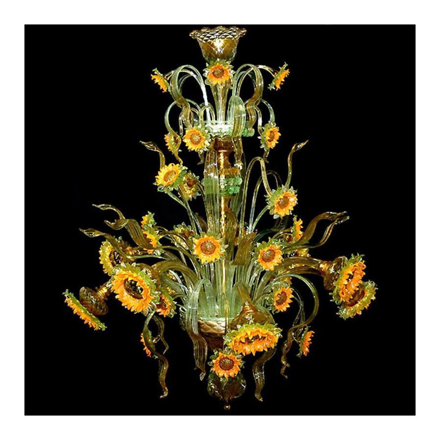 Tournesols Van Gogh 8 lumières - Lustre en verre de Murano