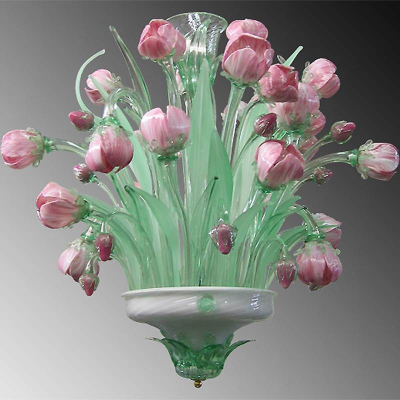 Tulipanes - Lámpara de cristal de Murano