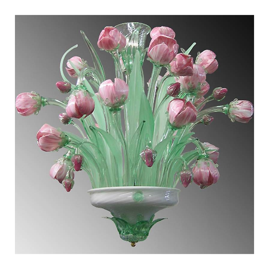 Tulipes - Lustre en verre de Murano