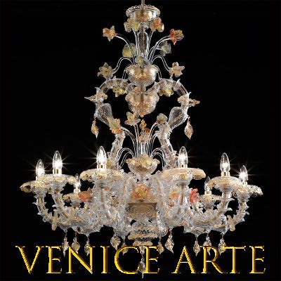 Lampadario in cristallo Amalfi 30L di Venice Lighting Design
