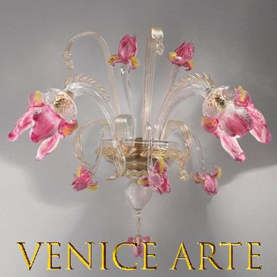 Iris Rosa Canaletto - Lampadario in vetro di Murano