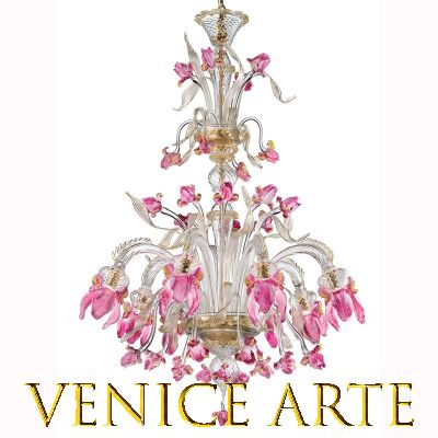 Iris Rosa Canaletto - Murano glass chandelier