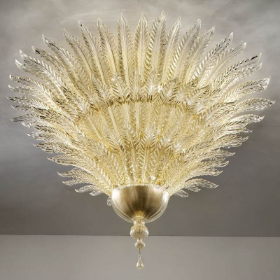 Feuilles d'or - Lustre en verre de Murano