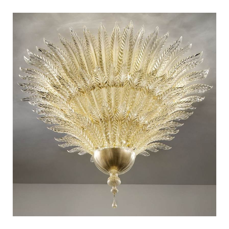 Feuilles d'or - Lustre en verre de Murano