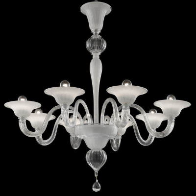 Ca' Foscari - Lustre 8 lumières Transp. Blanc argent