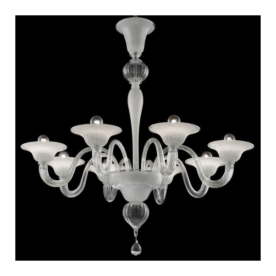 Ca' Foscari - Lustre 8 lumières Transp. Blanc argent