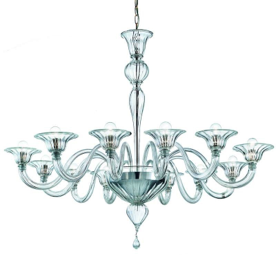 Ca' Foscari - Lustre 8 lumières Transp. Blanc argent