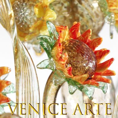 Girasoli ambra - Lampadario in vetro di Murano