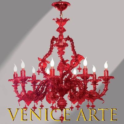 Rezzonico Rouge - Lustre en verre de Murano