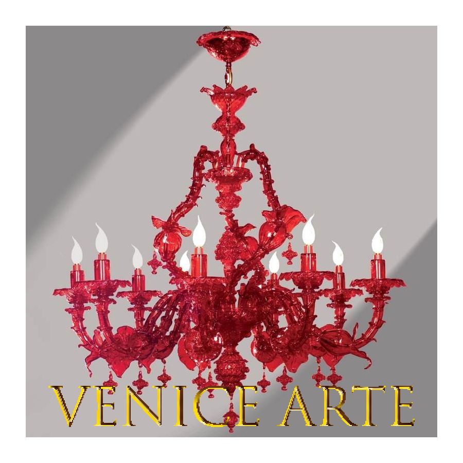 Rot Rezzonico - Kronleuchter aus Murano-Glas
