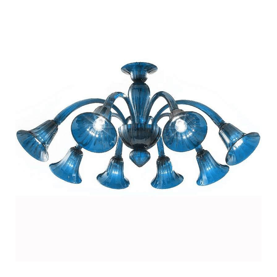 Frari - Lustre  aigue-marine 8 lumières en verre de Murano