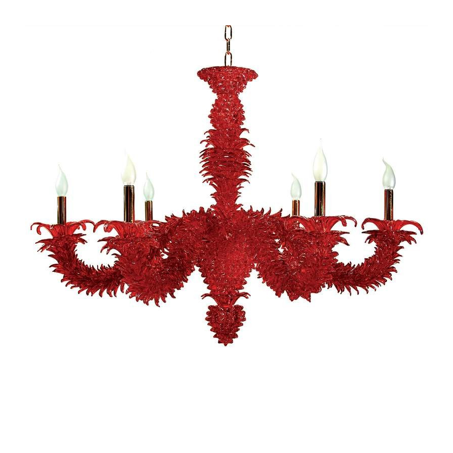 Lustre Algues 6 lumières tout rouge