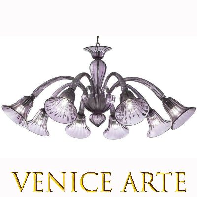 Frari - Lustre améthyste 8 lumières en verre de Murano