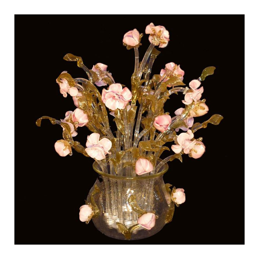 Lámpara de mesa florero en cristal de Murano Rose