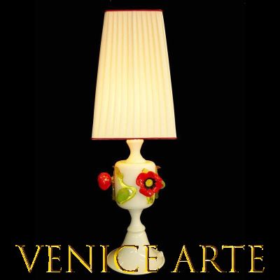 Lampe de table en verre de Murano Coquelicots