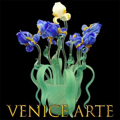 Iris petit - Lampe de table-vase en verre de Murano