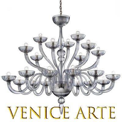 Mantra - Lámpara de cristal de Murano ámbar de 21 luces