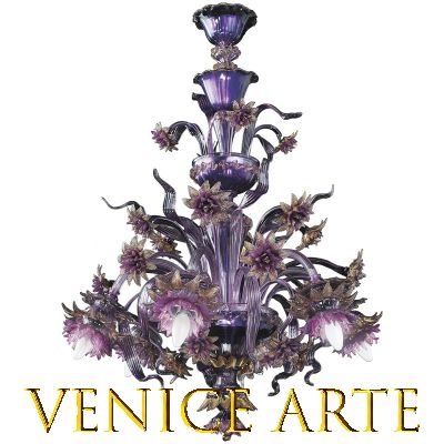 Purple Flowers - Murano glass chandelier